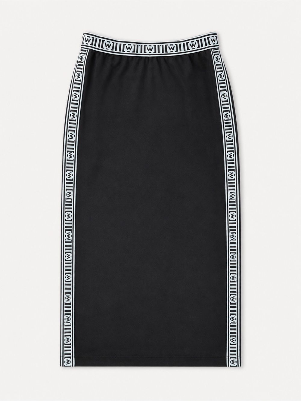 250$ Wolford Deep Blue Logo Tape Pencil Skirt Stretch Bodycon Midi XS